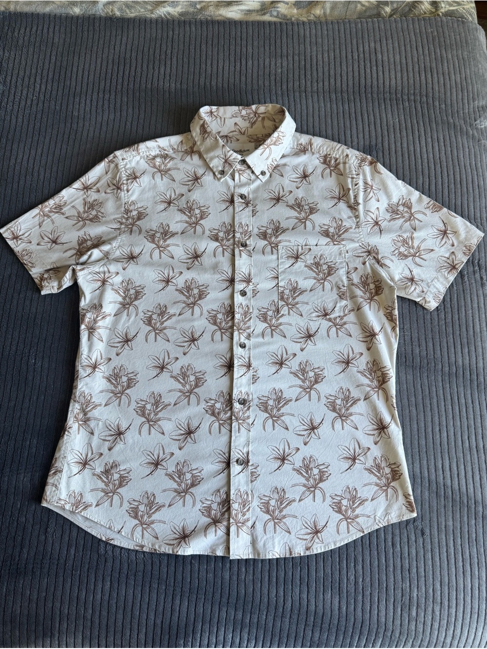 Goodfellow & Co Men’s Large Floral Button Up Shirt Slim Fit Short Sleeve Cotton